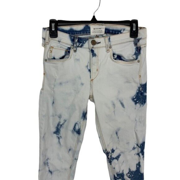McGuire High Rise Skinny Jeans Blue White Acid Wash Distressed Stretch 26 Denim - Picture 2 of 10